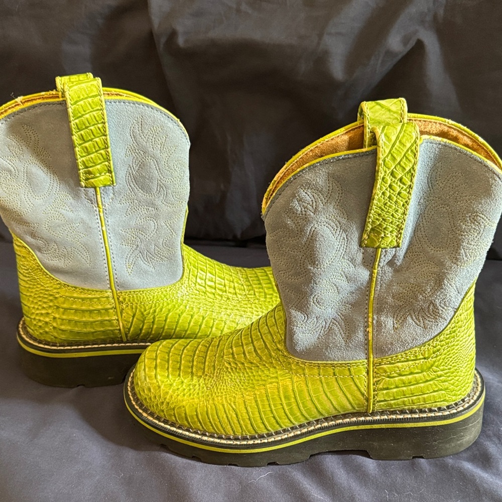 Ariat Lime and Gray Western Boots